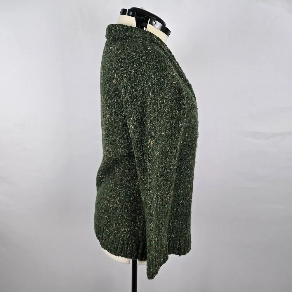 Charter Club Cardigan Women's 0X Green Button Closure V-Neck Lay Flat Collar